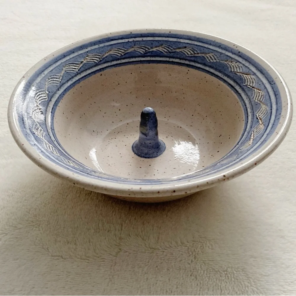 Vintage Studio Pottery Ring Holder Dish Signed Jamestown RI 1990